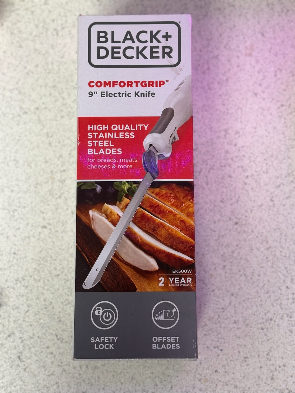 Black & Decker ComfortGrip 9" Electric Knife - White